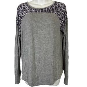 VERA BRADLEY Heather Gray LILAC MEDALLION Long Sleeve Jersey Knit Tee Shirt sz S